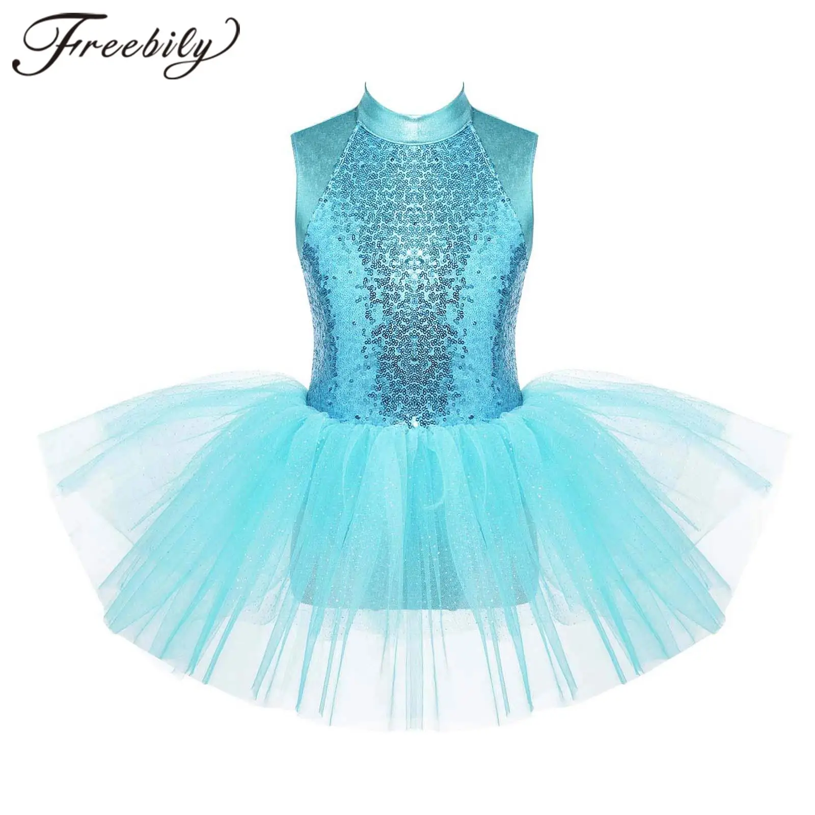 

Ballet Dress Kids Girls Shiny Sequins Tulle Dance Tutu Gymnastics Leotard Dress Dancewear Modern Dance Performance Costume
