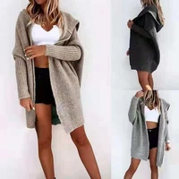 2022 spring new womens knitwear long hooded casual cardigan sweater coat women