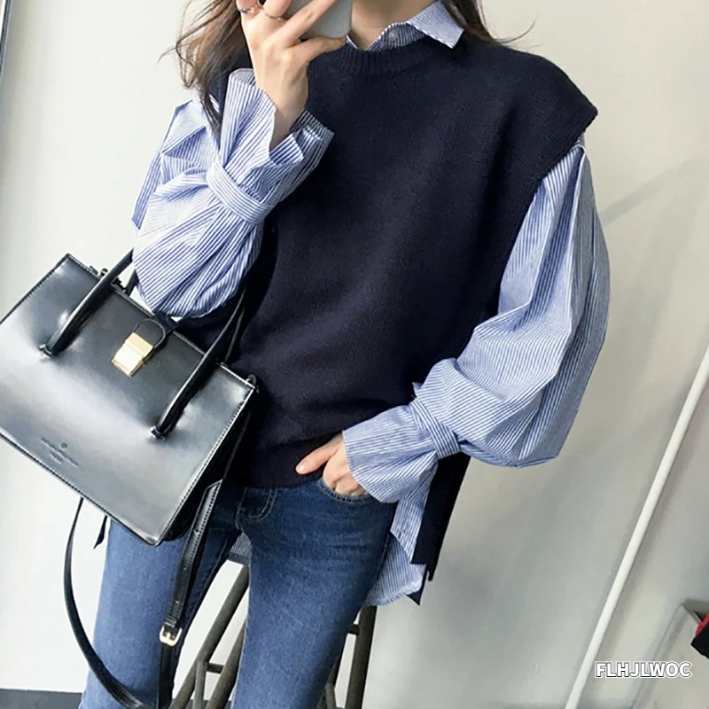 

2023 Spring New Outfits Date Girls Japan Korea Chic Fashion Clothes Sleeveless Vest Knitted Tops Pullovers Sweaters
