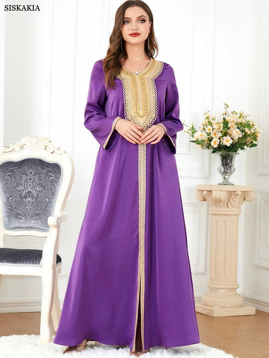 

Женское длинное мусульманское платье, роскошные гипюровые кружевные платья с v-образным вырезом и бисером, Caftan Marocain, турецкие платья для женщин, Дубай, оптовая продажа