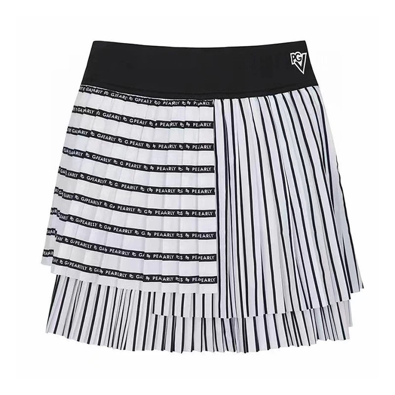 

New PG Golf Women's Short Skirt Quick Dry Golf Tennis Summer Pleated Skirt Stripe Fashion Dress for Outdoor Sports