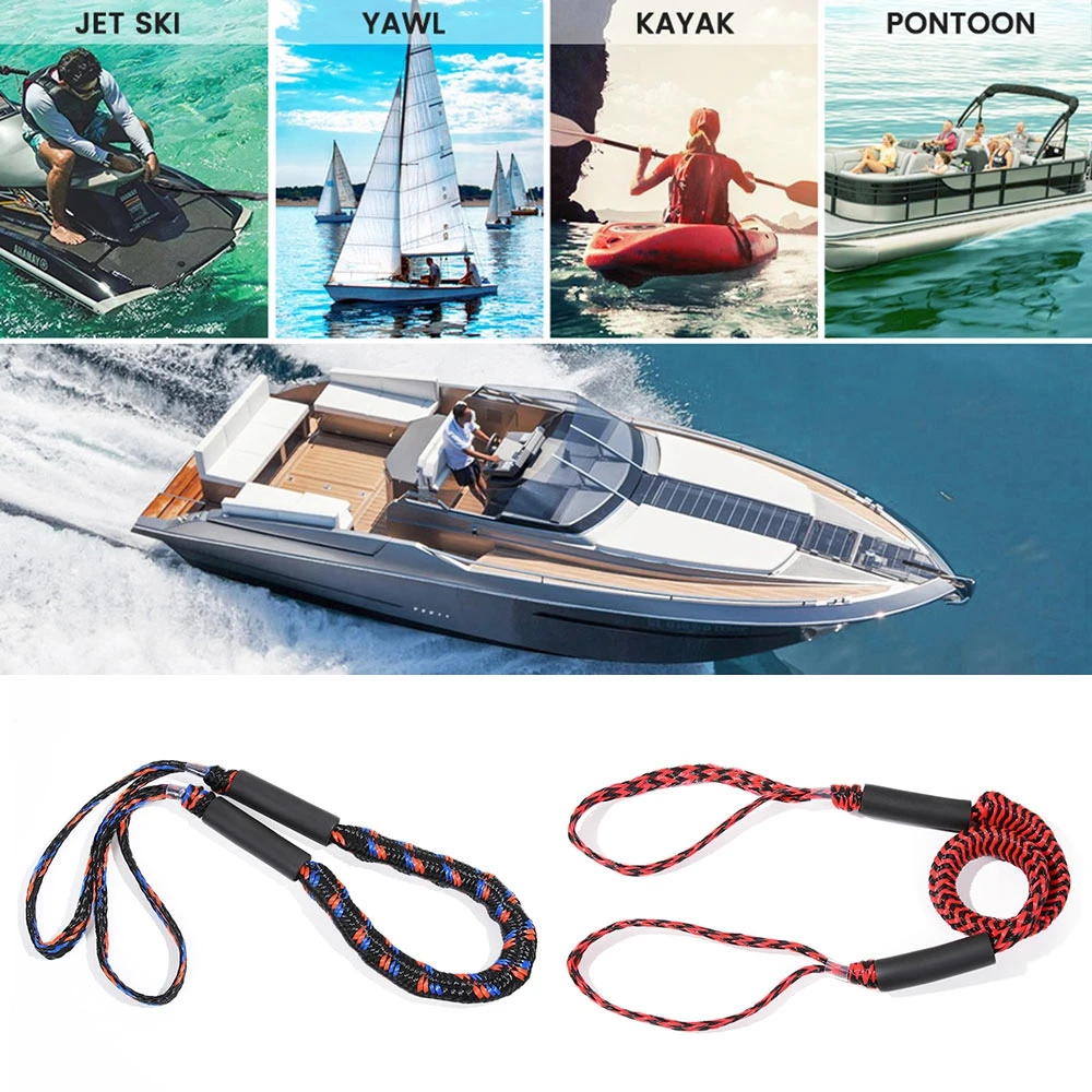 

Boats Kayak Accessories Outdoor Stretch Elastic Boat Mooring Ropes Bungee Cord Dockline 4ft Rope Bungee Dock Line