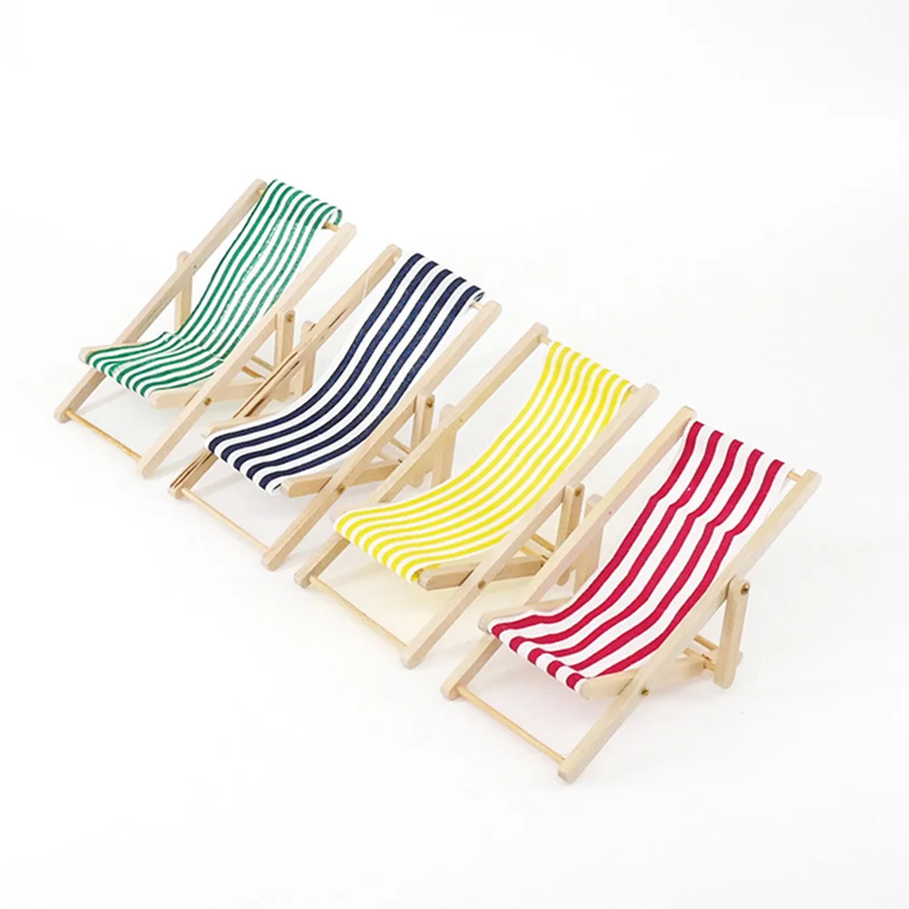 

Miniature Adornments House Furniture Beach Loungers Crafts Folding Chair Stripe