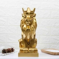 nordic crown lion sculpture resin lion statue animal figurines for interior room ornaments home accessories