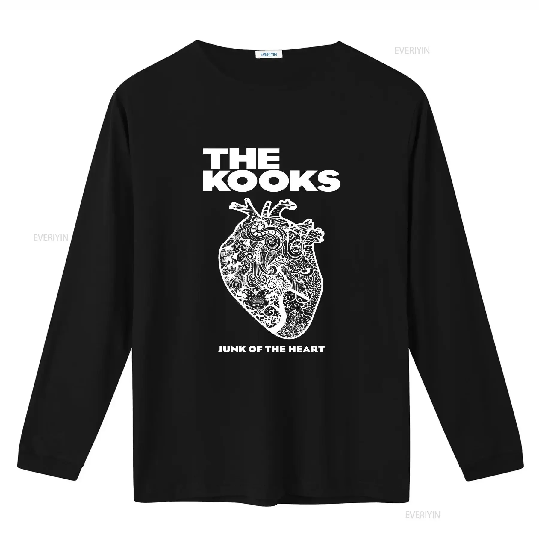 Фото НОВИНКА: Футболка The Kooks Band, хлопок, черная, все размеры, AR846, винтажная, с эффектом потертости, модная, эластичная, повседневная, дизайнерская одежда для мужчин, винтаж. №3