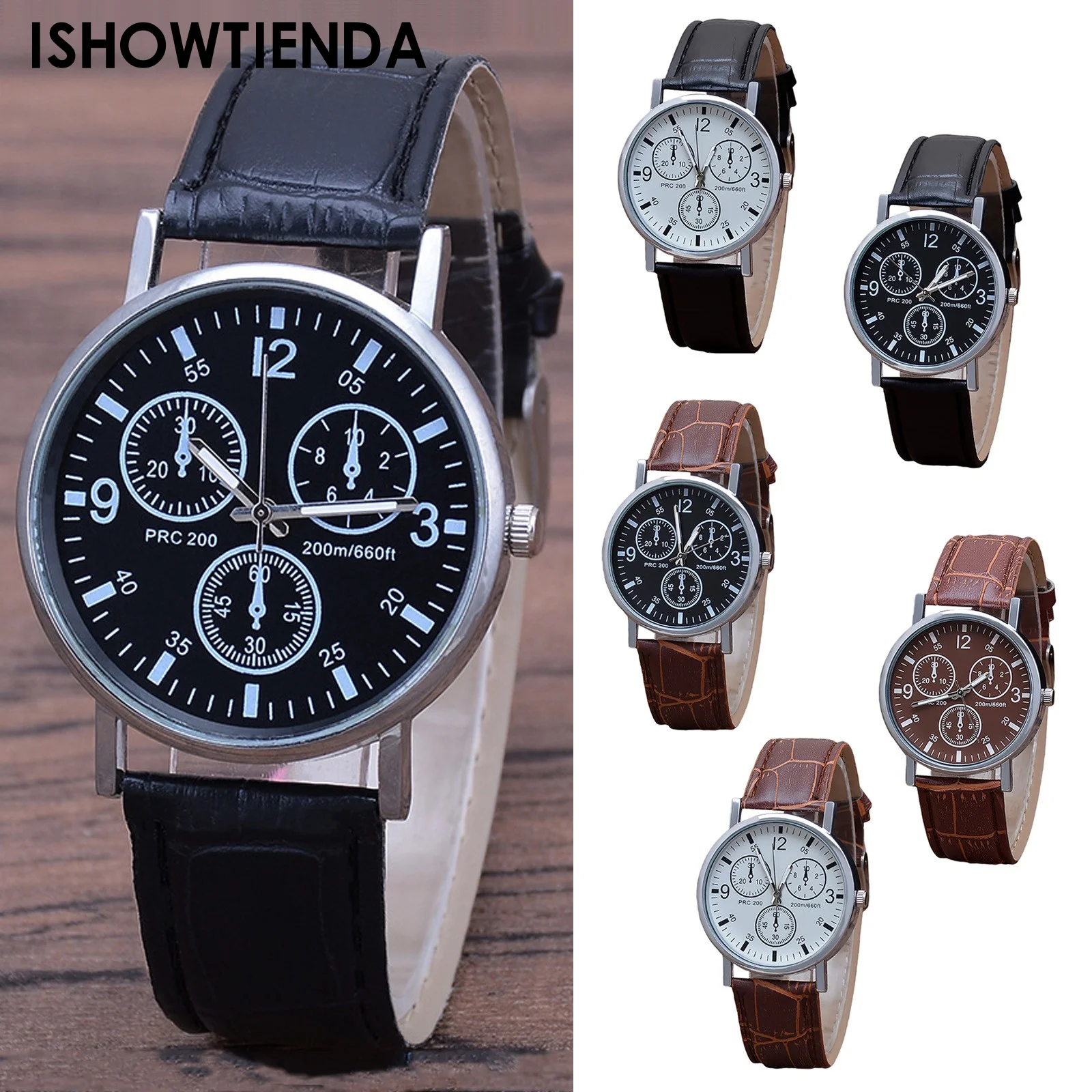 

2023 Fashion Mens Watches Brand Luxury Military Quartz Wristwatches Premium Leather Three Eyes Sport Chronograph Watch Men