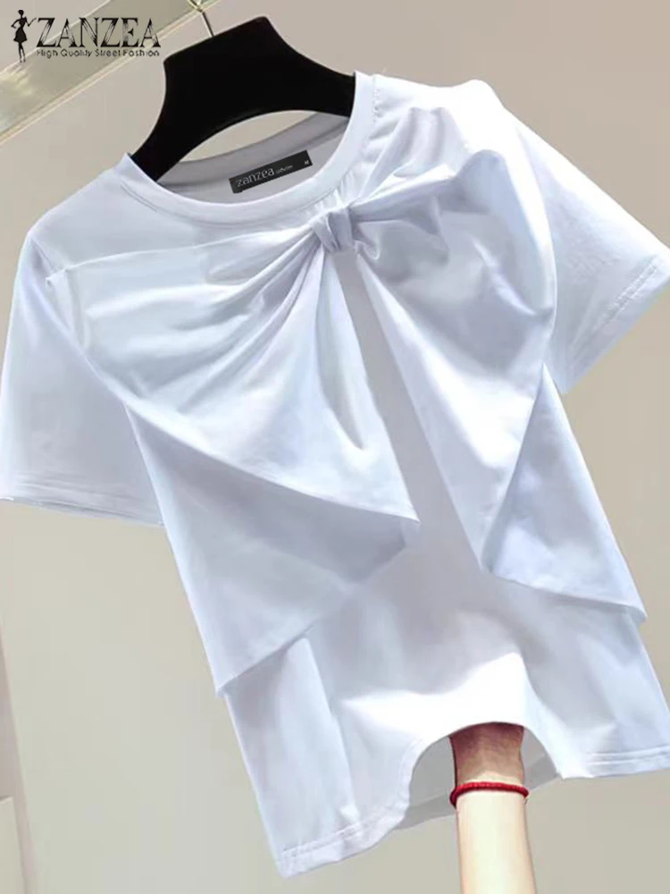 Женская летняя Свободная блузка с круглым вырезом