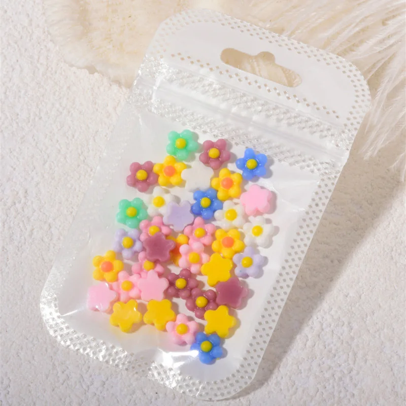 

50pcs/bag Flower Shaped Nail Charms Resin Nail Rhinestones Mix Resin Flories Nail Ornaments 5STYLE