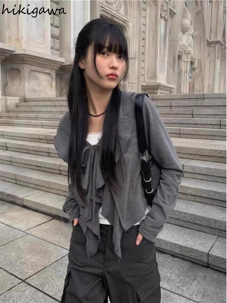 2024 модная женская блузка в Корейском стиле одежда бандажные винтажные рубашки с