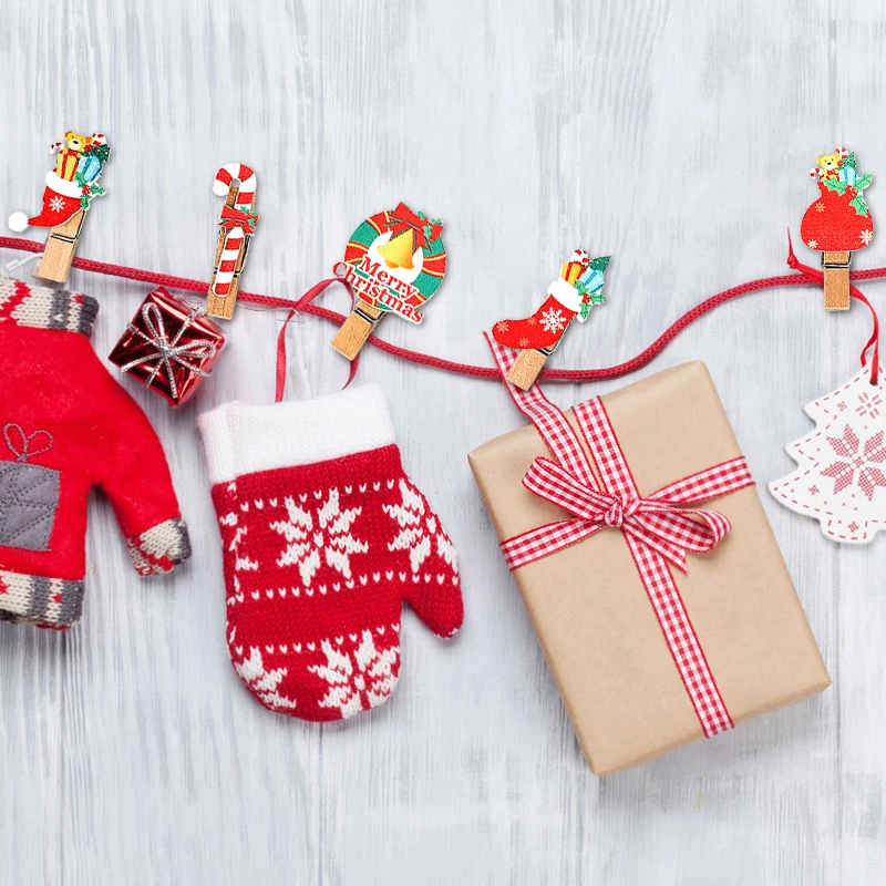 Маленький зажим с изображением Санта-Клауса и снеговика веселого Рождества