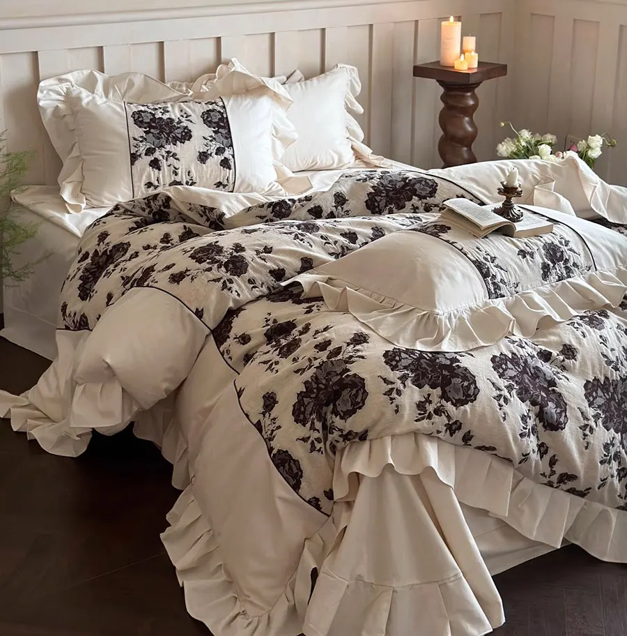 Винтажный французский пасторальный постельный комплект полный королевский