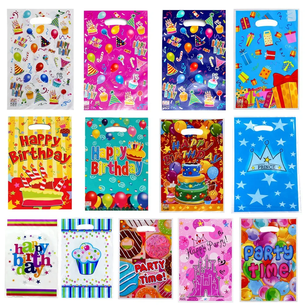 

200pcs Dessert Printed Plastic Loot Bag Gift bag Baby Shower Arrival Candy Gifts Return Gift bags for Kids Birthday Party Decor