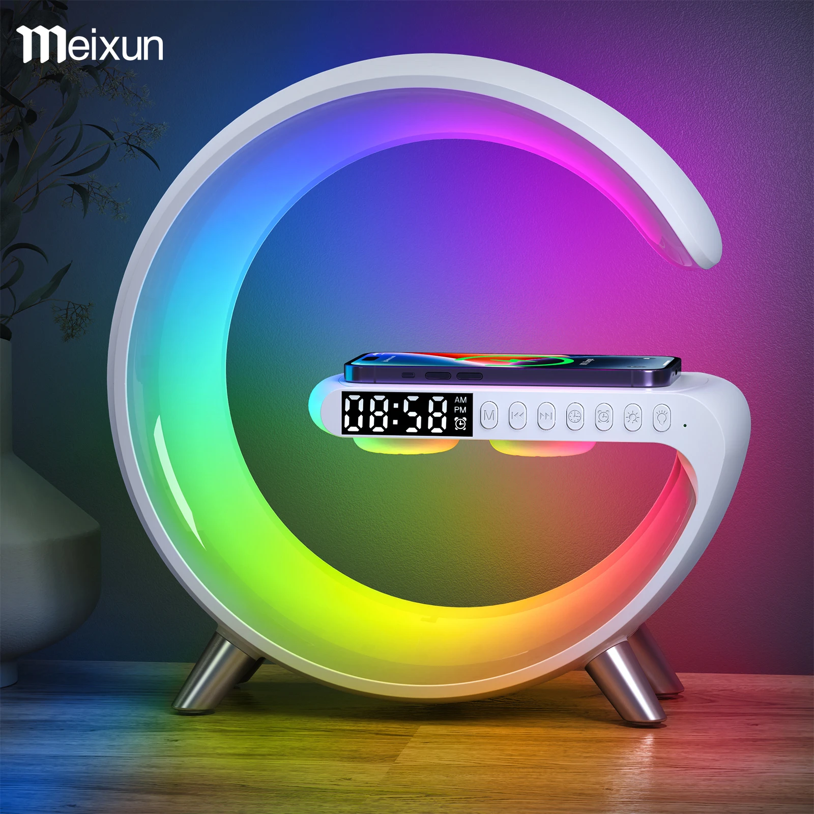 For Bedrooms, Wake Up Light With App Control, Night Lamp With 15w Fast Wireless Charger