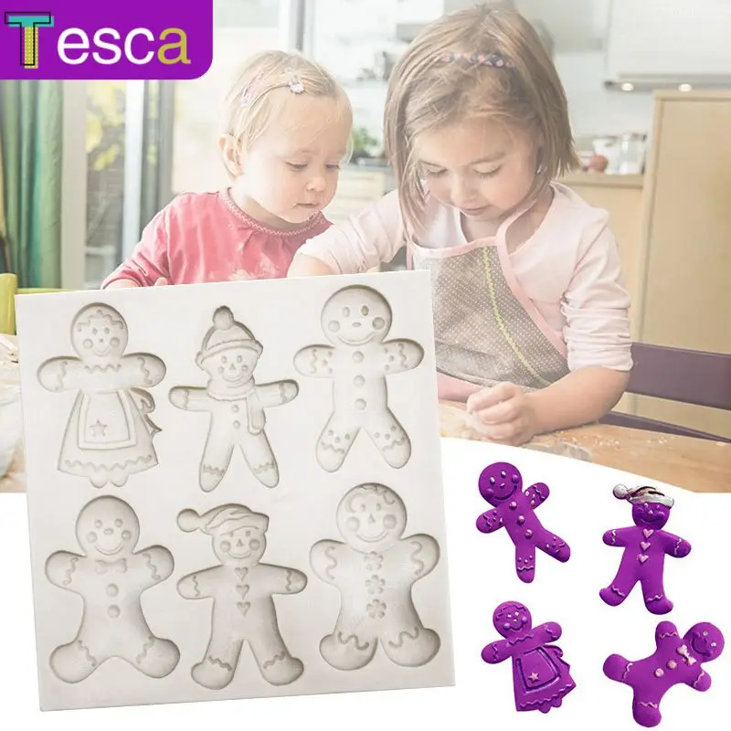 

1PC High Quality 2020 Christmas Gingerbread Man Christmas Series Cute Silicone Mold Fondant Cake Mold Chocolate Candy Clay Mold