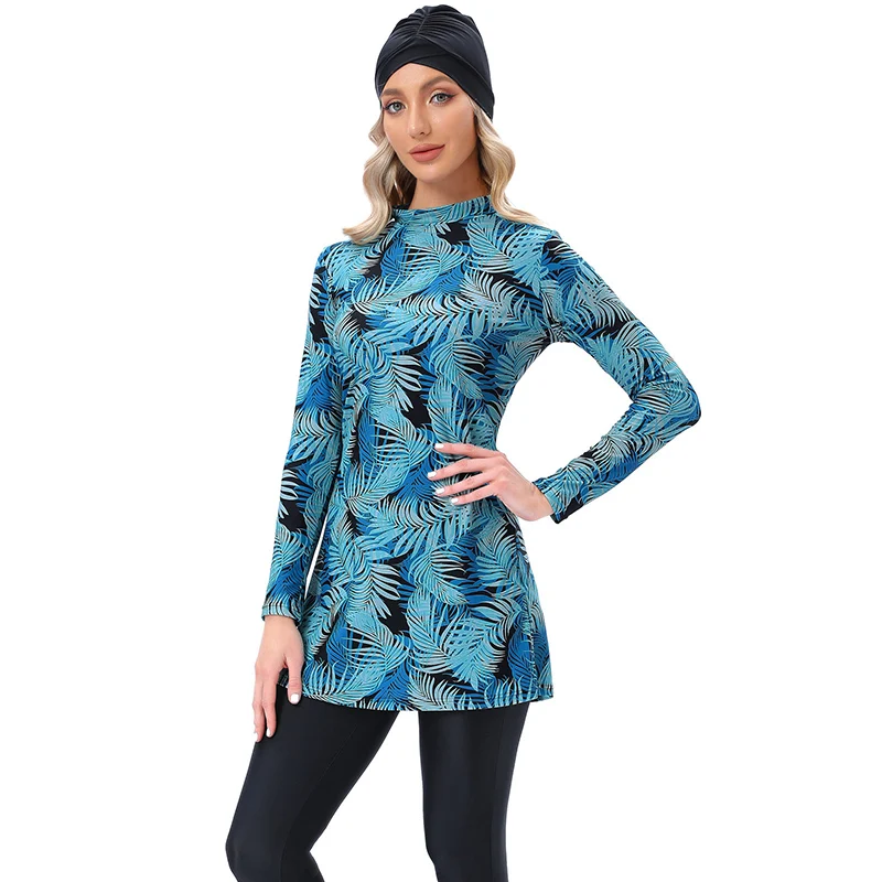

2022 Arabian Women Islamic Muslimah Swimsuit Clothing Swimsuit Ladies Hijab Long Sleeve Burkini Muslim Swimwear