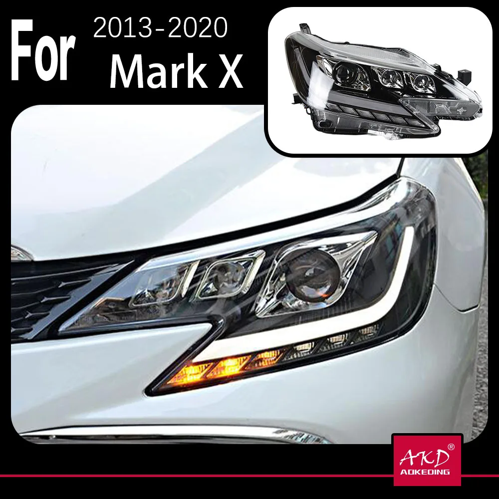 

AKD Car Model Head Lamp for Mark X Headlights 2013-2020 Reiz LED Headlight LED DRL Dynamic Signal Bi Xenon Projector Accessories