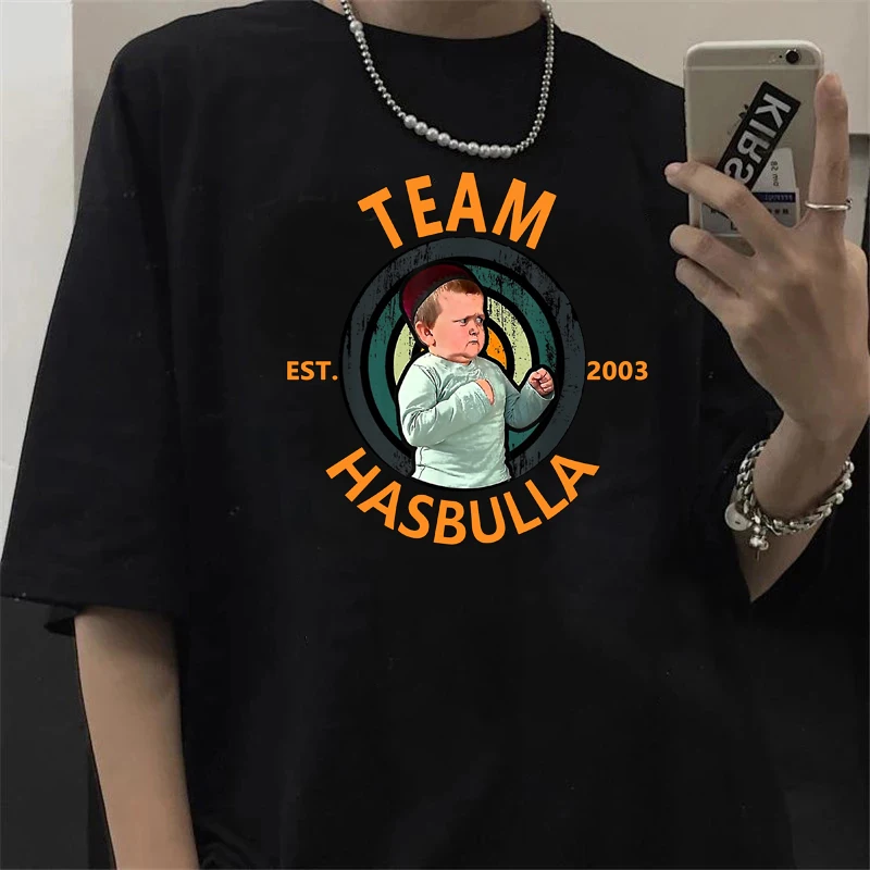 

Team Hasbulla Fighting T Shirt Men Funny Harajuku Grunge T-shirt Cartoon Unisex Tops Graphic Tees Streetwear Tshirt Male