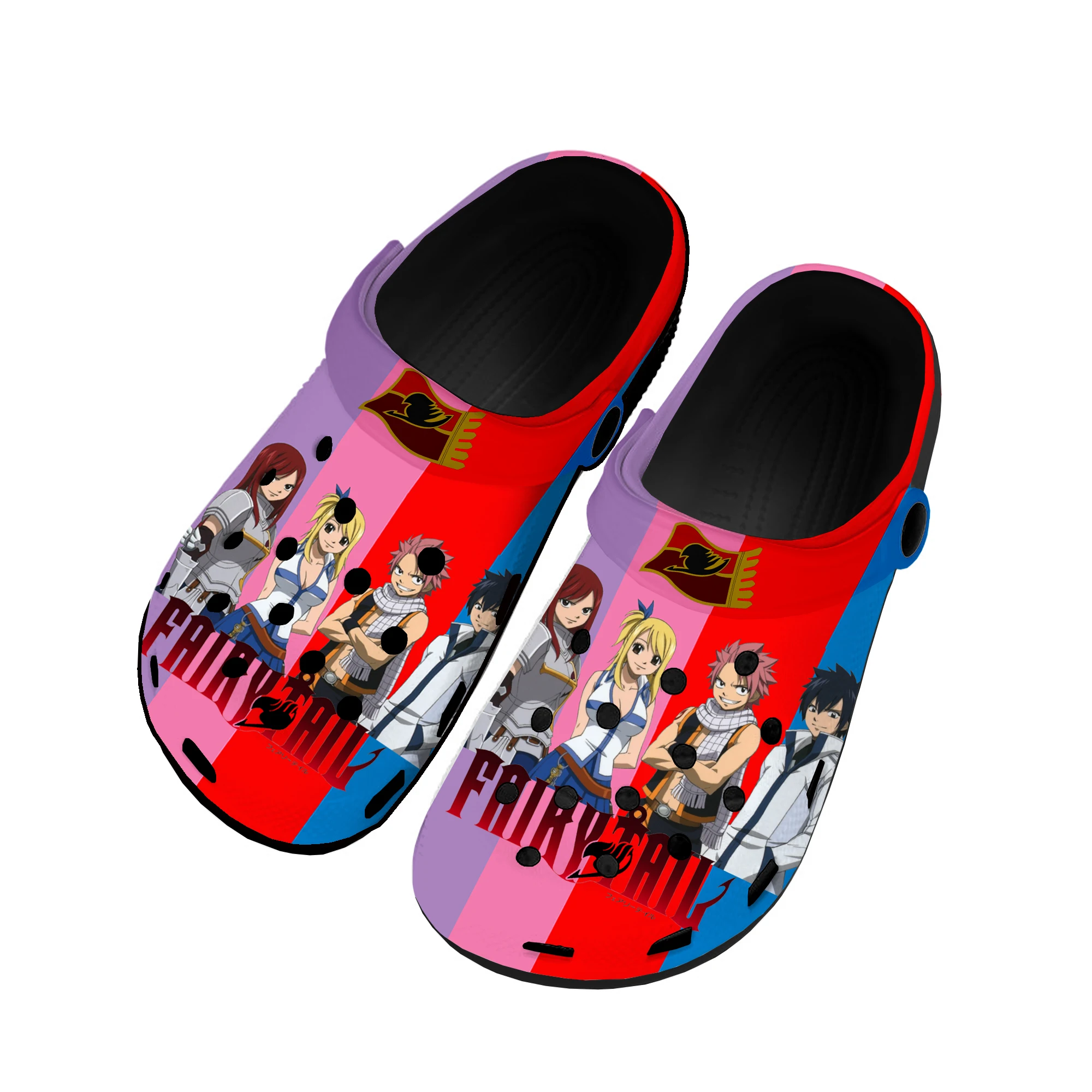 

Аниме Сказочный хвост Natsu Dragneel домашние Сабо под заказ Водная обувь для мужчин и женщин подростковая обувь садовые Туфли-сабо пляжные Черные тапочки с отверстиями