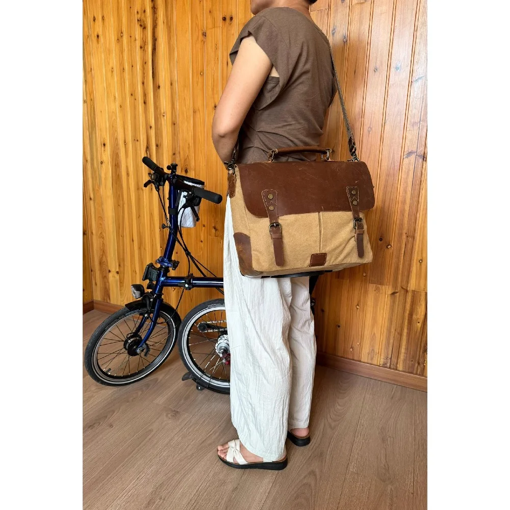 Складная сумка на переднюю раму велосипеда из конской кожи для сумки Brompton