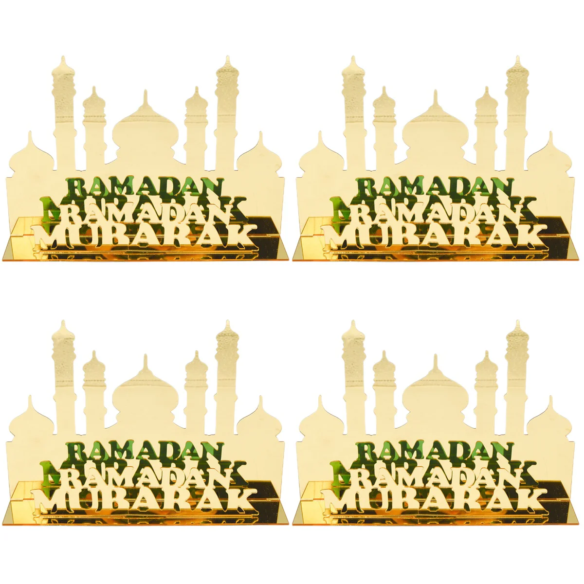 

4pcs Eid Ramadan Ornament Festivals Scene Layout Prop Hollow Acrylic Sign Decoration
