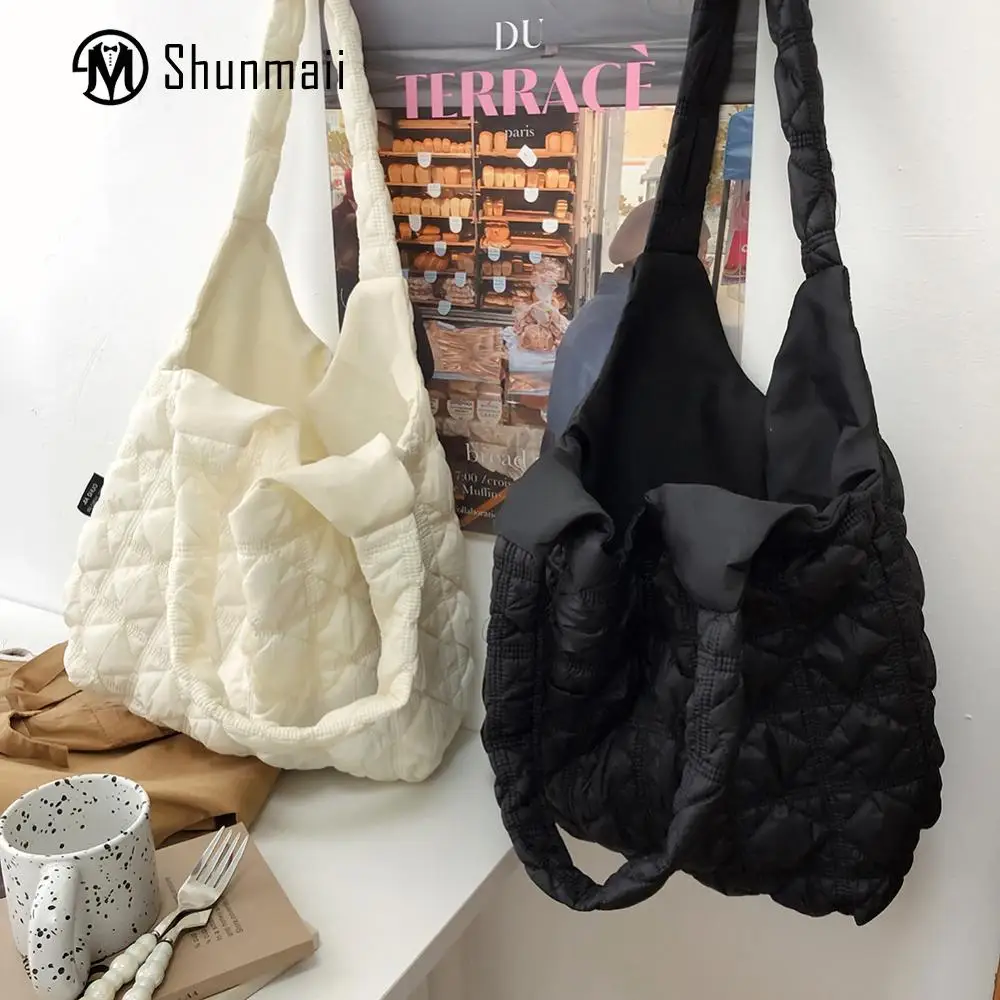 

Женская Стеганая Сумка-тоут, Повседневная Мягкая Сумочка на плечо с подкладкой, универсальный мешок для путешествий, мешок для покупок