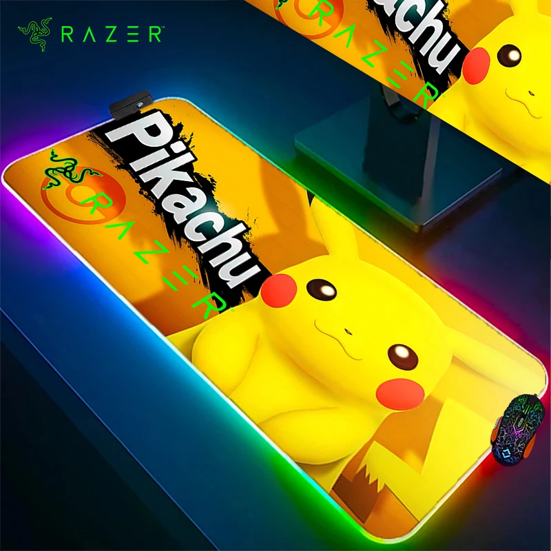 

Basilis Snake RAZER Pokemon Pikachu RGB Gaming Mouse Pad Mouse Mat Goliathus Speed Led Extended Mousepad Keyboard Pad Desk Mat