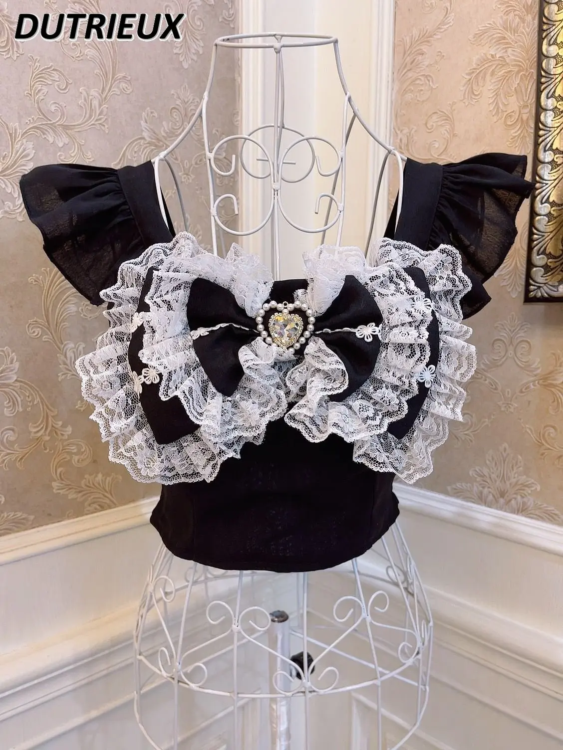 

Женская Кружевная блуза с бантом и жемчугом