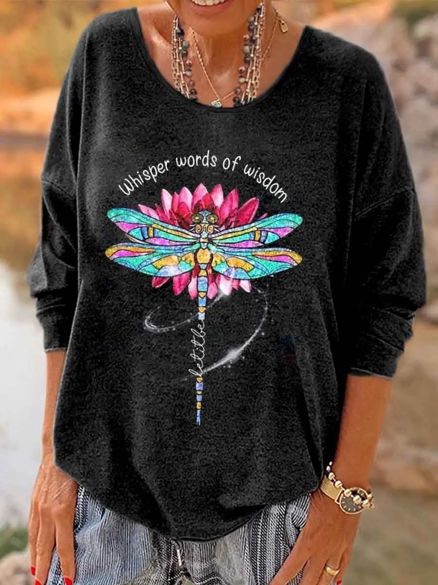

Women Whisper Words Of Wisdom Hippie Print Long Sleeve Tee