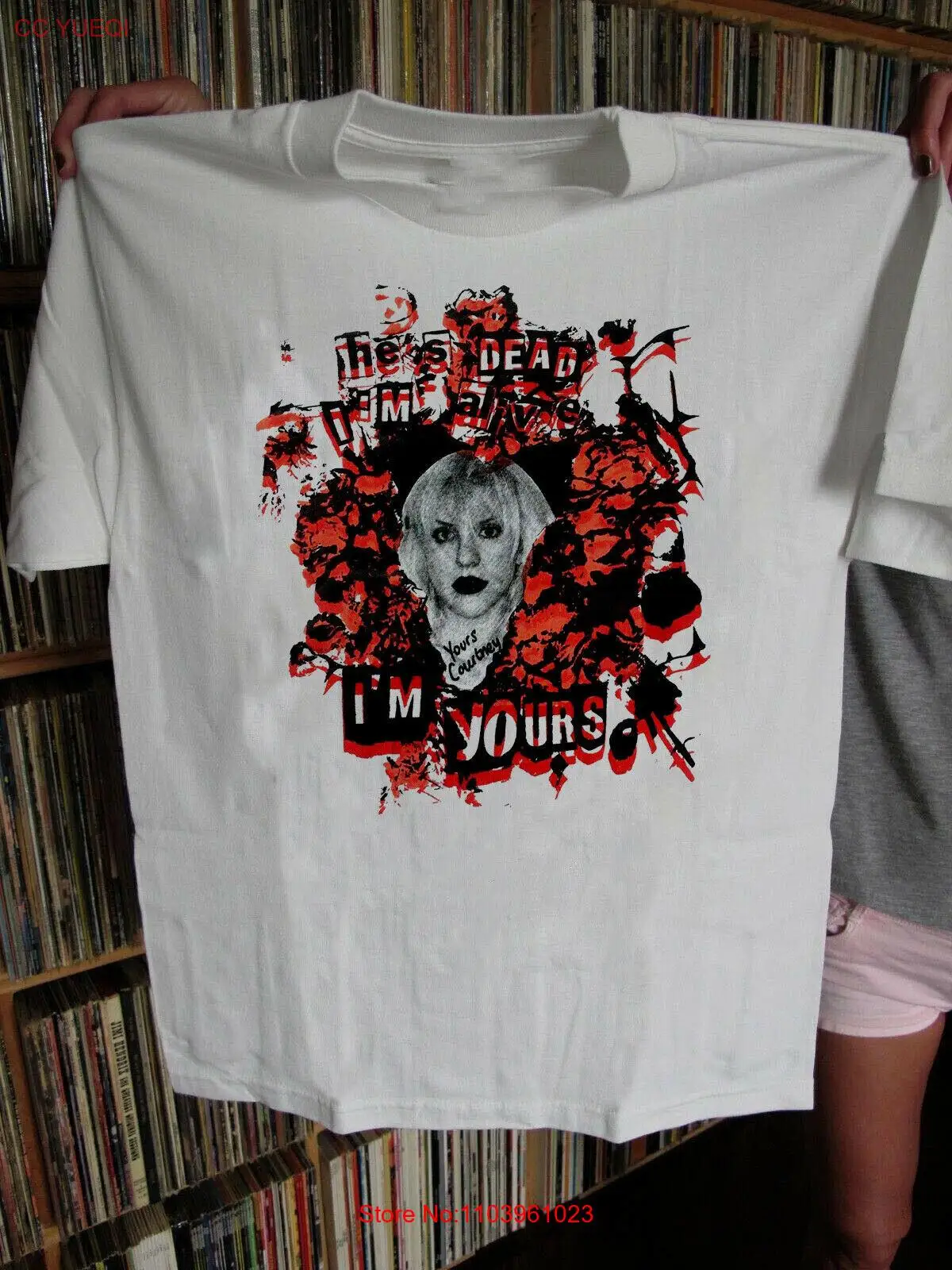 Винтажная Футболка Courtney с отверстиями для влюбленных 90s 80s Reprint белая унисекс S-234XL