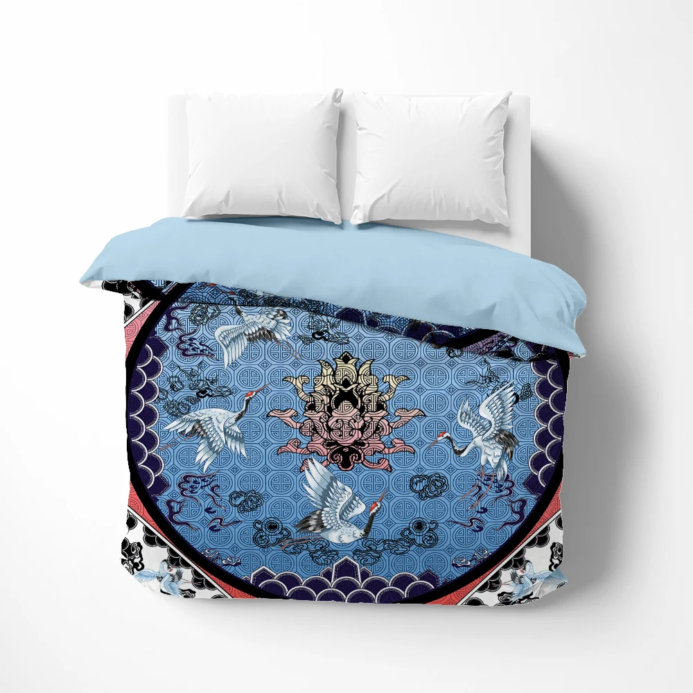 

1Pc Luxury Duvet cover Quilt Cover Blanket/Comfortable Case Bedding 140x200 150x200 135x200 Customized size Crane circular