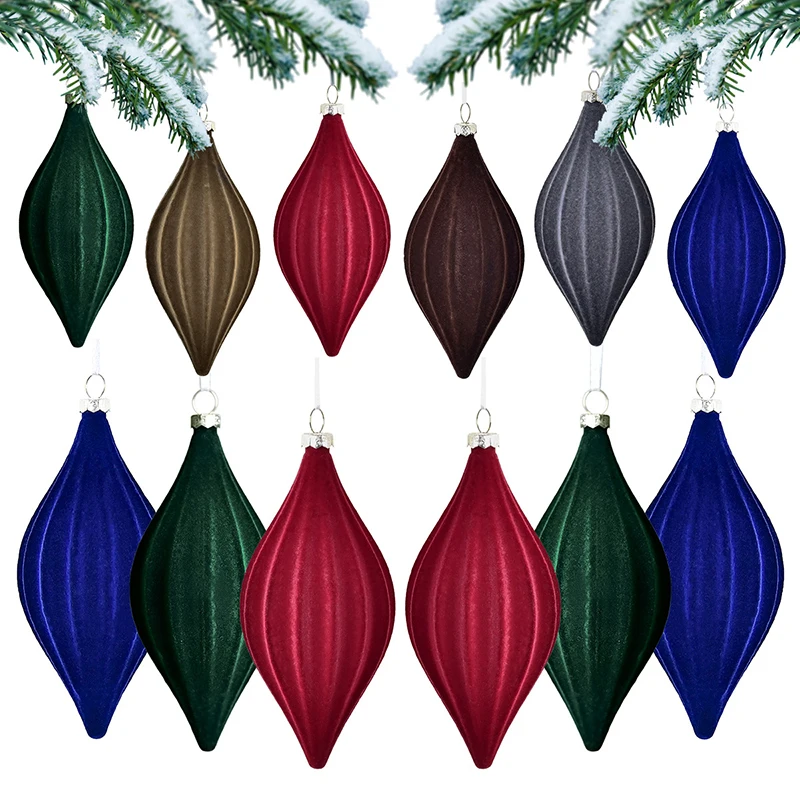 Бархатные флокированные пластиковые конусные украшения для рождественской елки