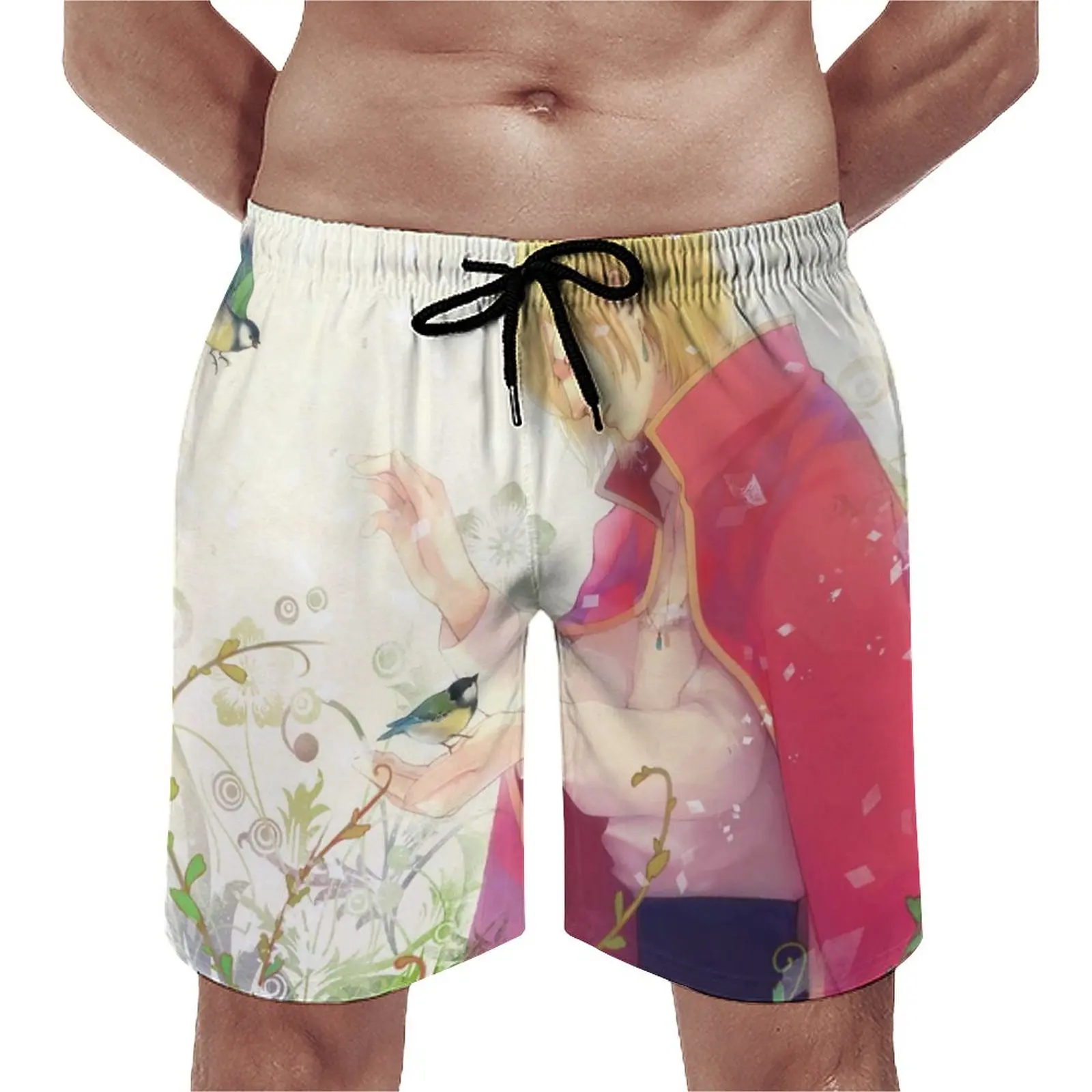 

Howl Butterfly Board Shorts Howls Moving Castle Swimming Trunks Polyester Men Bathing Pattern Swim Trunks
