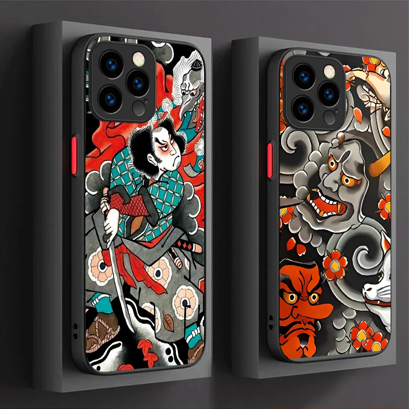 Фото Чехол для iPhone 16, 15, 14, 13, 12, 11 Pro Max X XR XS 7 8 Plus SE 2020, японский Ukiyo-e Samurai Sea Wave, жесткий матовый противоударный чехол №1