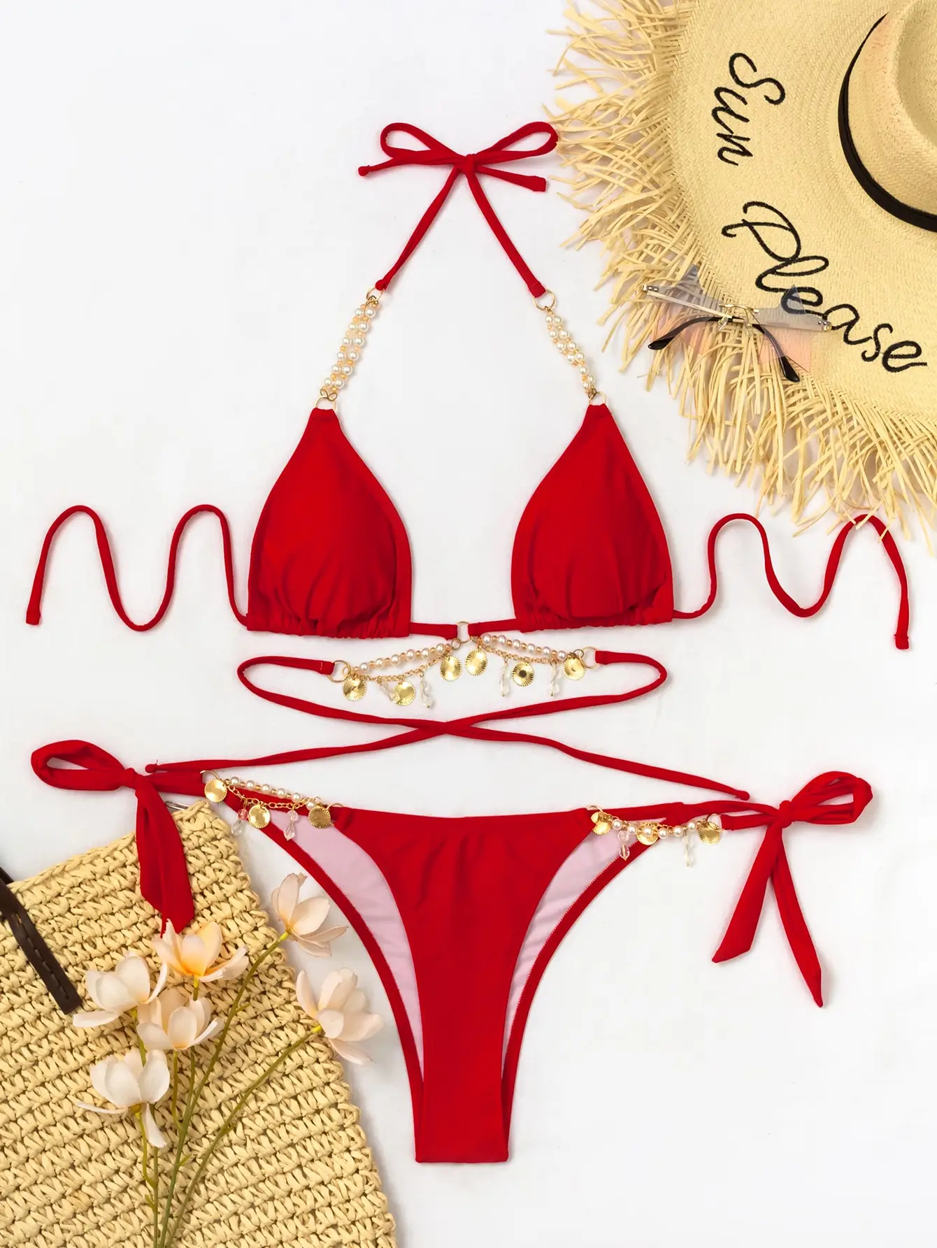 Модное раздельное бикини купальник из двух частей на бретелях сексуальный с