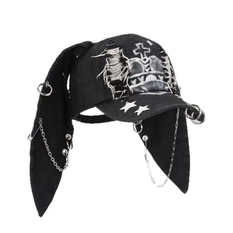 Девушка новые джинсы y2k длинные кроличьи уши ковбойская бейсболка кепка с