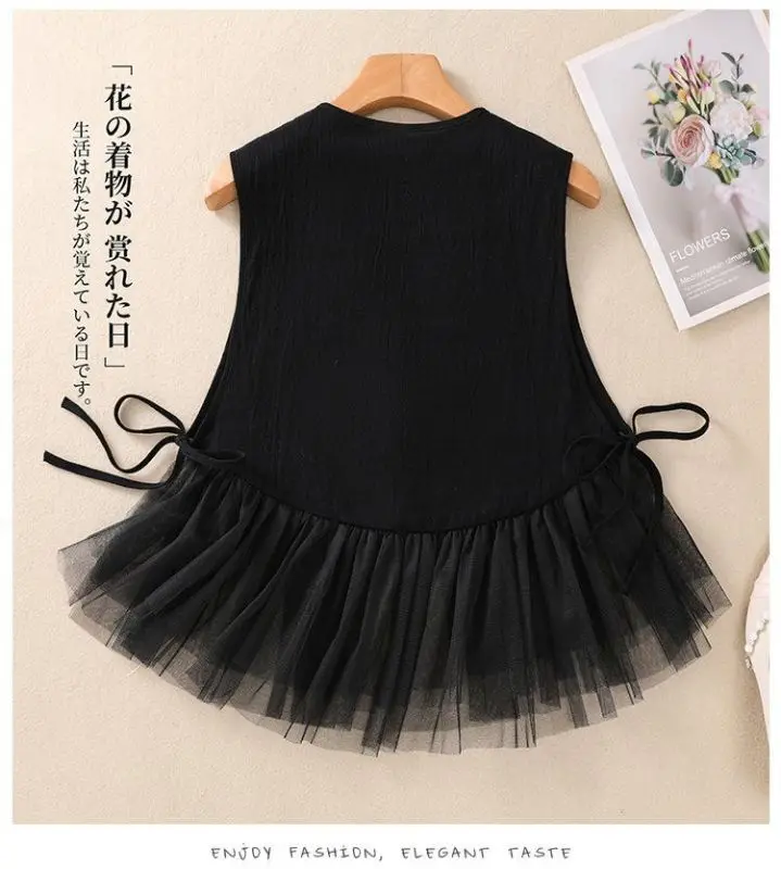 Женский жилет из хлопка и льна с вышивкой дракона кружевом