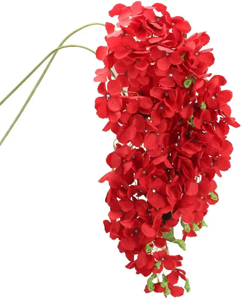 

2 PCS Artificial Hydrangea Flowers Faux Flowers Red Silk Floral Arrangements for Christmas Wedding Bouquets Centerpieces