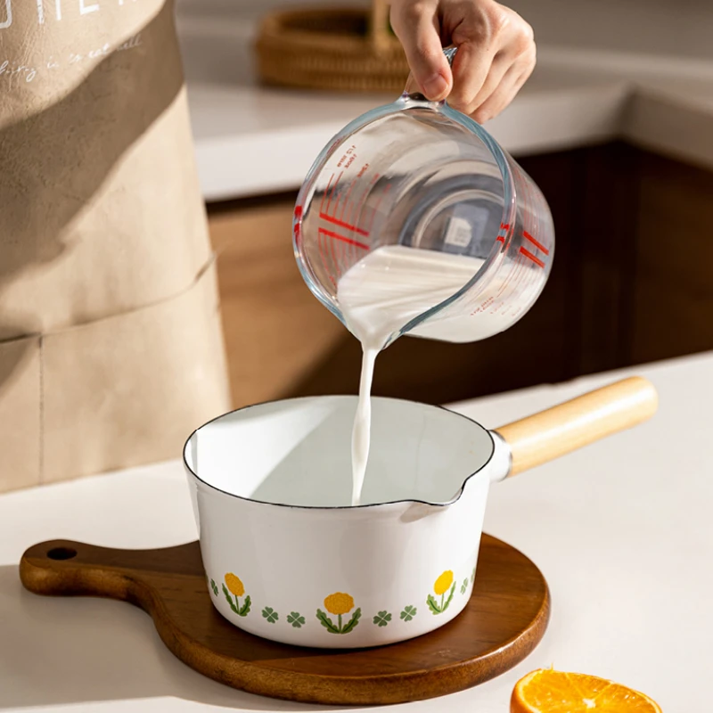 

Enamel Modern Small Milk Pot Cooking Pot Kitchen Gas Stove Instant Noodles Non Stick Milk Pan Soup Pot Tableware panela Cookware