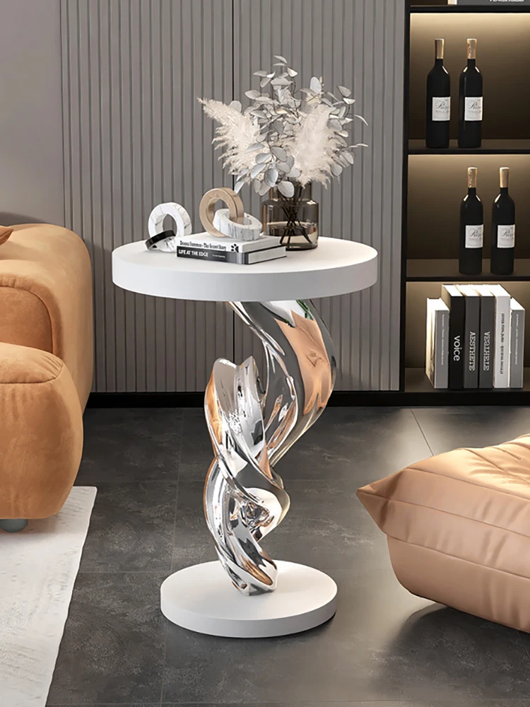 Круглый комбинированный журнальный столик с 2 столешницами дизайн в