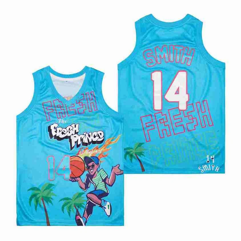

BG Basketball Jersey The Fresh Prince 14 Bel Air Academy Jerseys Embroidery Sewing Outdoor Sportswear Hip-hop Movie BABY BLUE