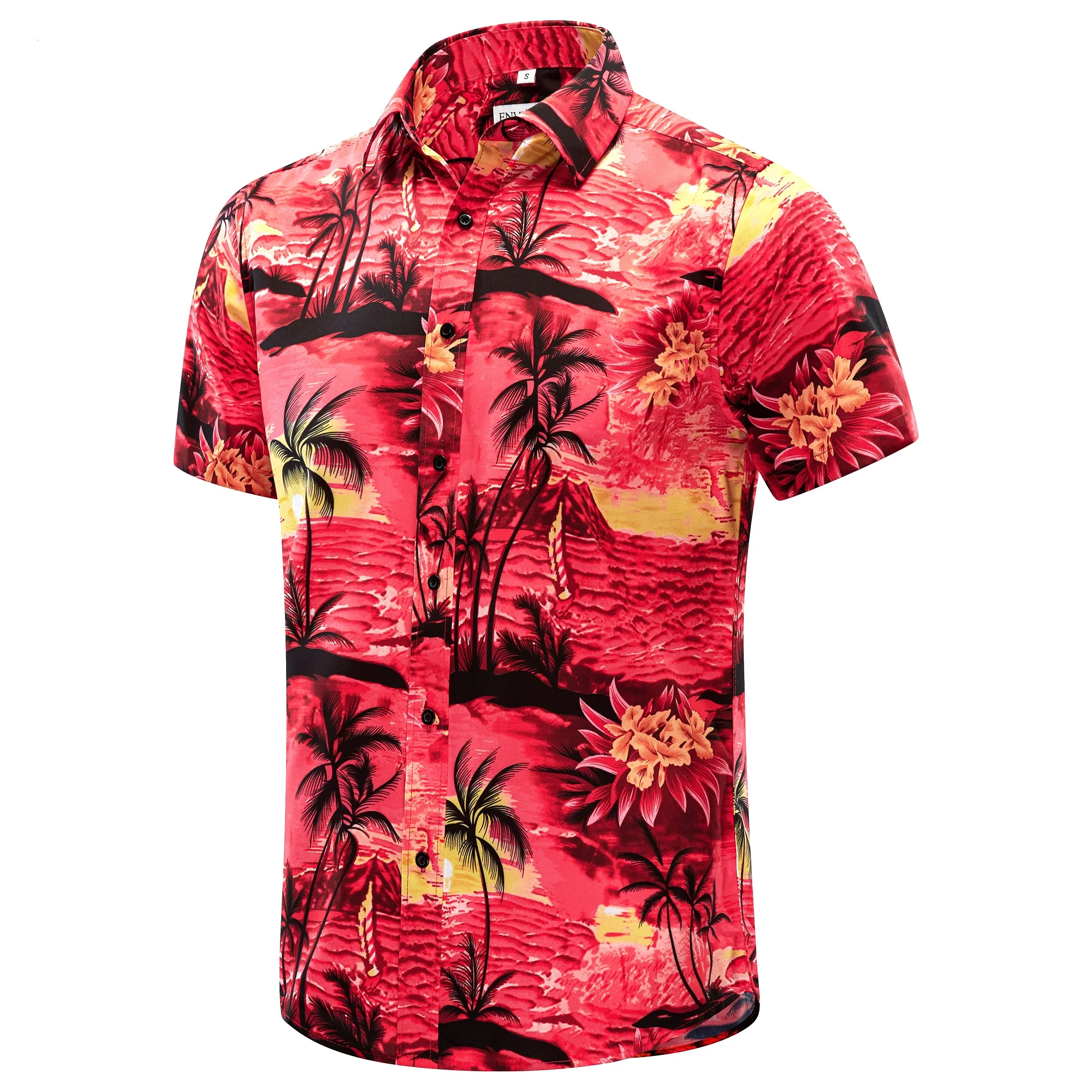 Euow Men's Aloha Shirts 2022 Loose Breathable Trendy Cool Fashion Hawaiian Shirts Men Beach Party Tops Short Sleeves Summer 3XL