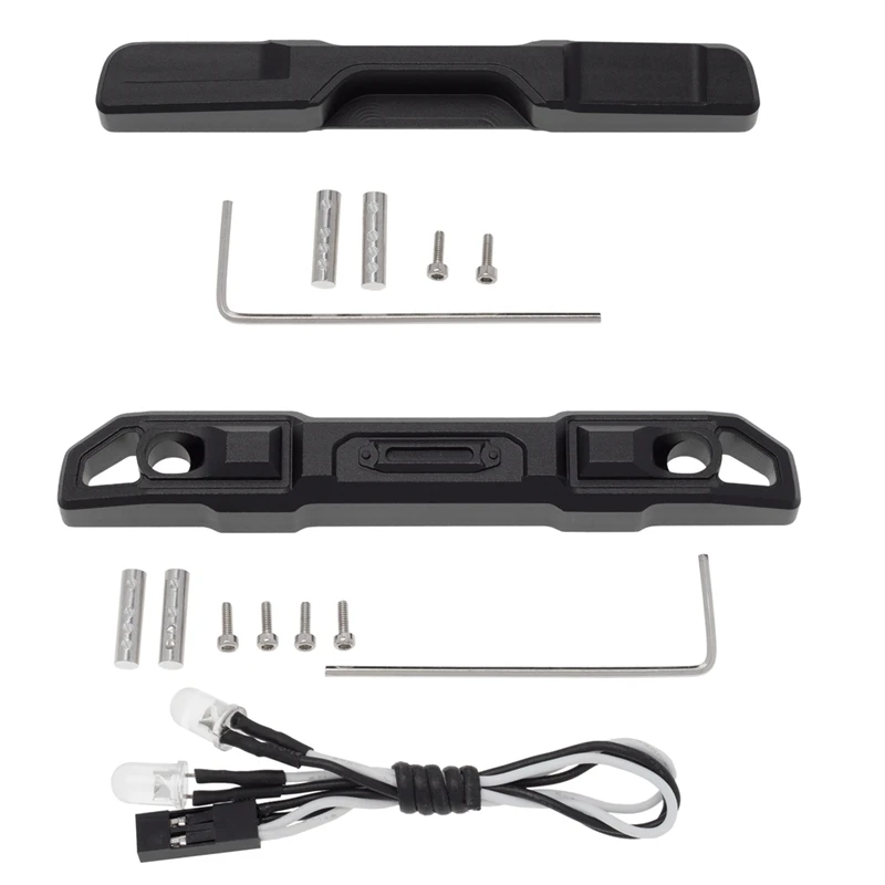 Metal Front &amp Rear Bumper With LED Light For Axial SCX24 Jeep Gladiator AXI00005 JLU AXI00002 1/24 RC Crawler Upgrades