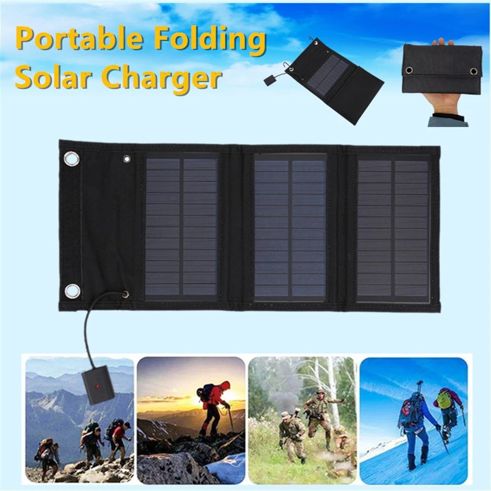 Outdoor Hiking Waterproof Solar Panel 9W 5V For Iphone Samsung Power Bank Cells USB Portable Solar Charger Camping Accessories
