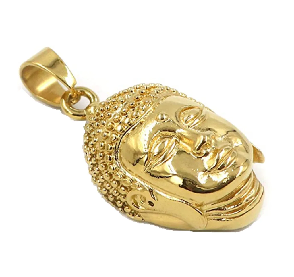 

New Golde Buddha Head Bless Pendant 316l Stainless Steel Titanium Buddhism Hip Hop Jewelry Dropshipping Good Lucky Factory Price