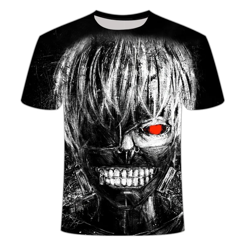 

2022 Tokyo Ghoul Anime T Shirt Men's Fashion Short Sleeve Summer Street Boy Girls Hip Hop Tops Street Cartoon Costumes
