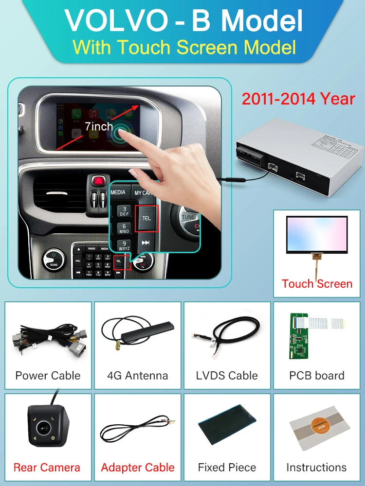 

Беспроводной модуль STWEI Carplay Android Auto для Volvo XC60 XC70 S60 S80 V60 V70 V40 2011-2019, сенсорный экран Bluetooth, музыка