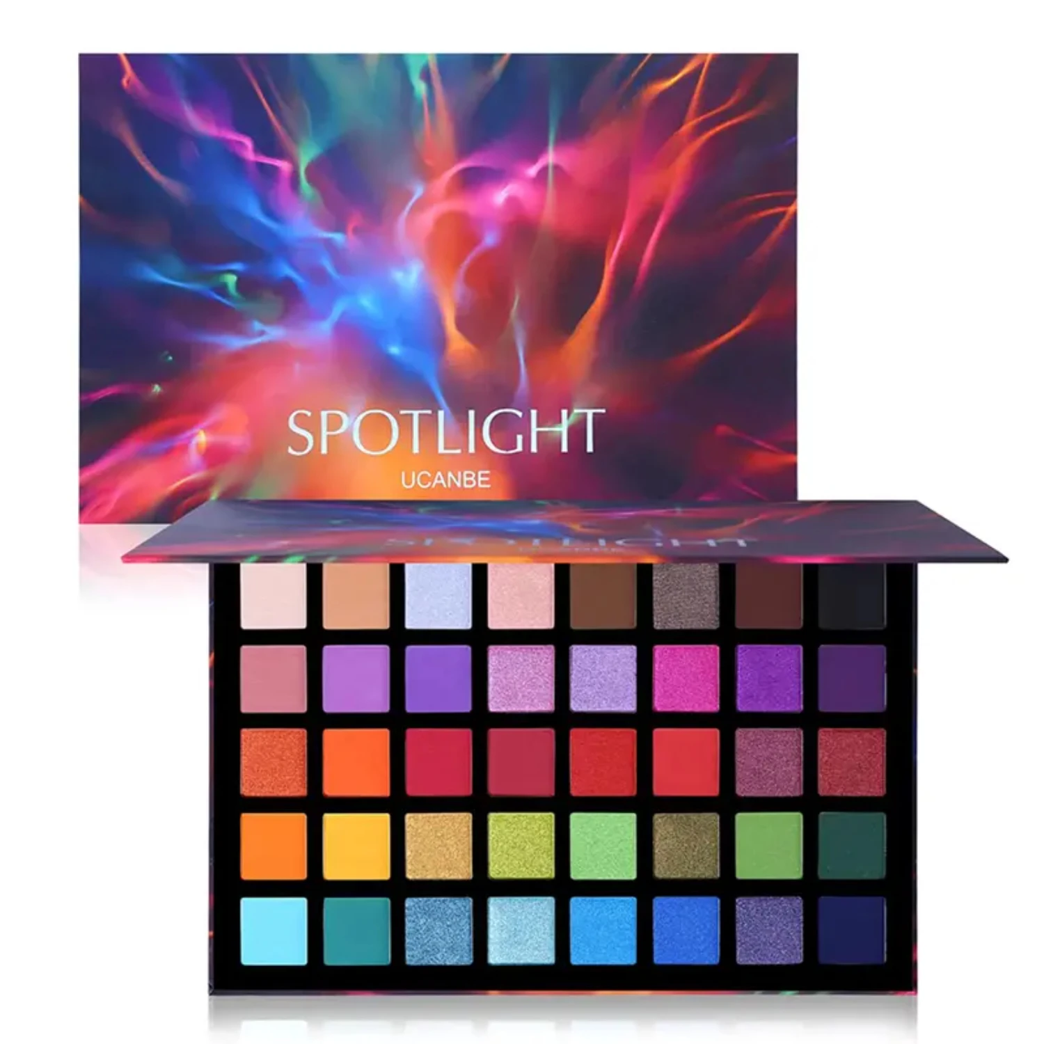 Палитра теней для век UCANBE Makeup Spotlight — 40 ярких матовых и мерцающих оттенков