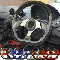 Car Universal Steering Wheel 13" 320mm Deep Corn Drifting Racing Sports Steering Wheel With Logo n Horn Button