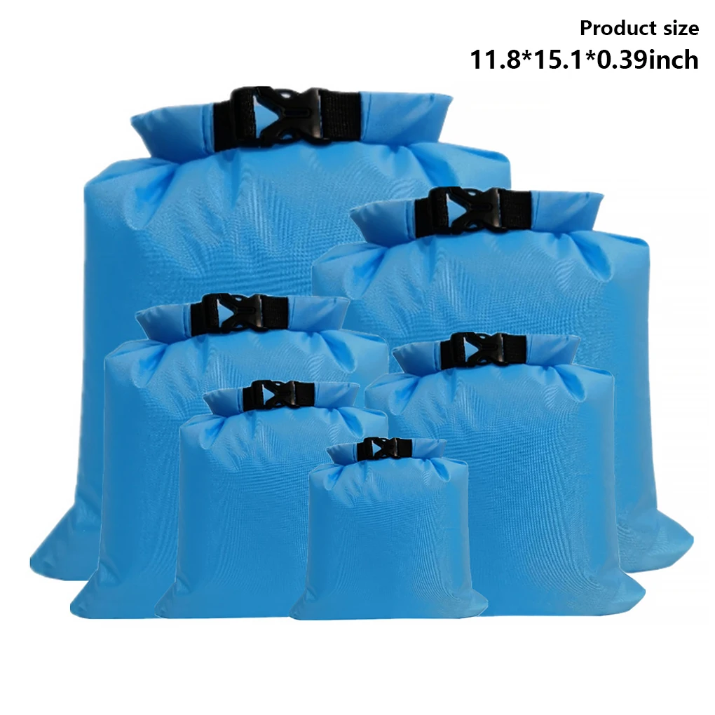 

6 Pieces Waterproof Drifting Bag Portable Folding Swimming Money Storage Bags Sets Pouch for Outdoor Camping Blue