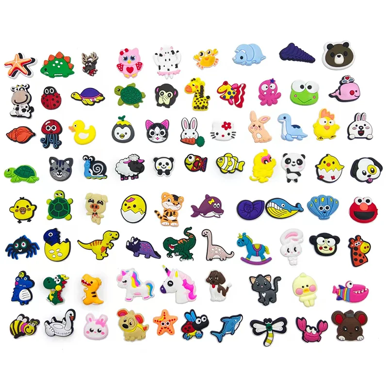 100pcs /Set Shoe Charms  PVC Anime  Cartoon Shoe Decorations  For Croc Jibz Charms Kids Party Gifts